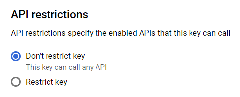 Google API key restrictions